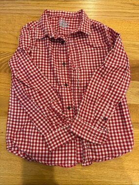 Cat & Jack Red and White Gingham Button-Down Shirt